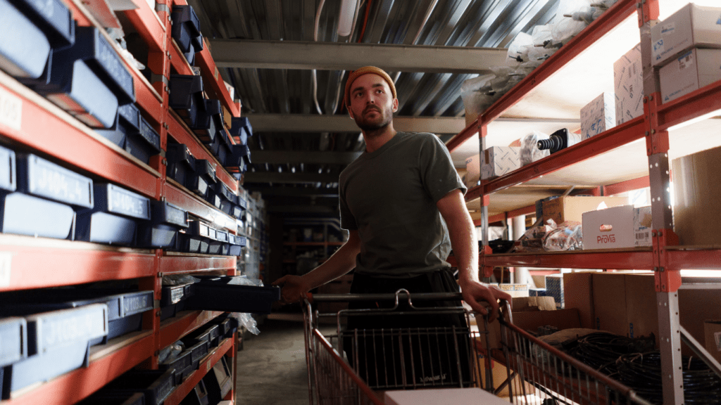 a man in a storage facility