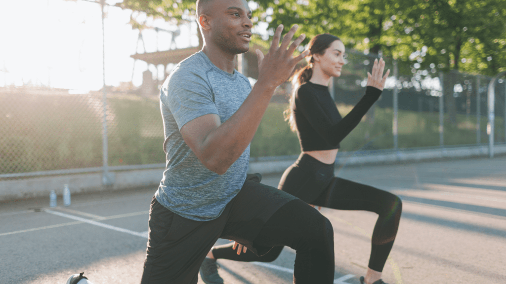 two people doing dryland exercise