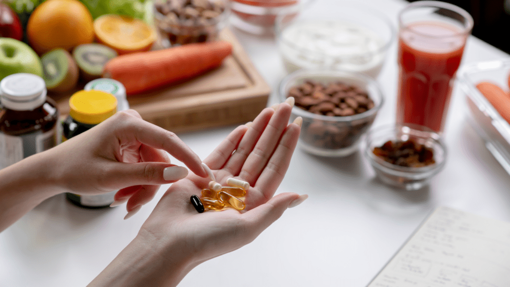 a person holding nutritional supplements