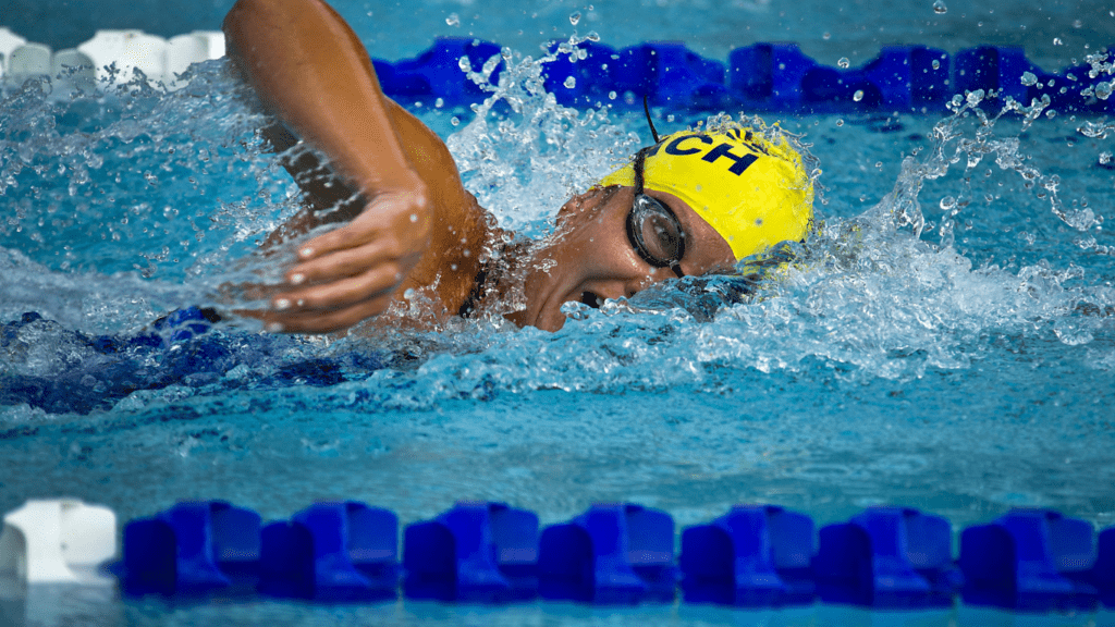 a woman in swimming competition