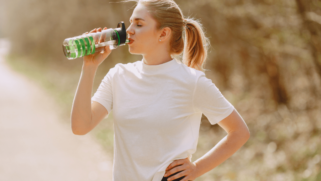 a woman drinking water