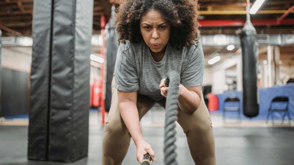 a woman working out to maintain composure