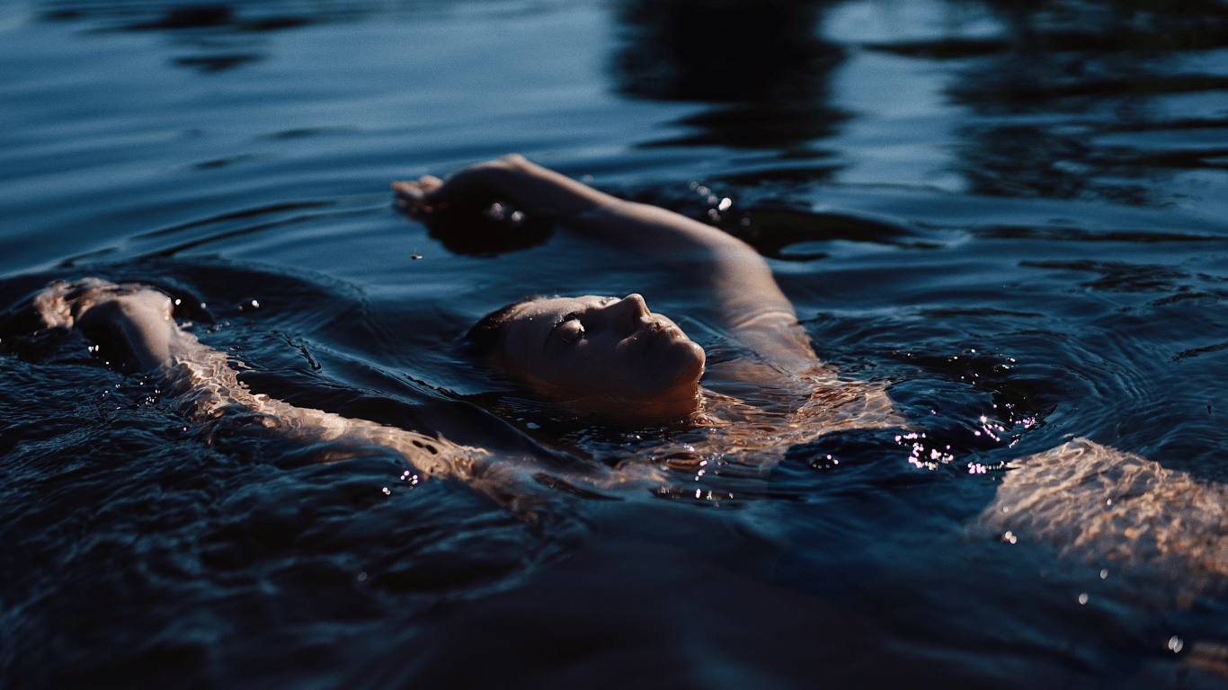 woman swimming in open water