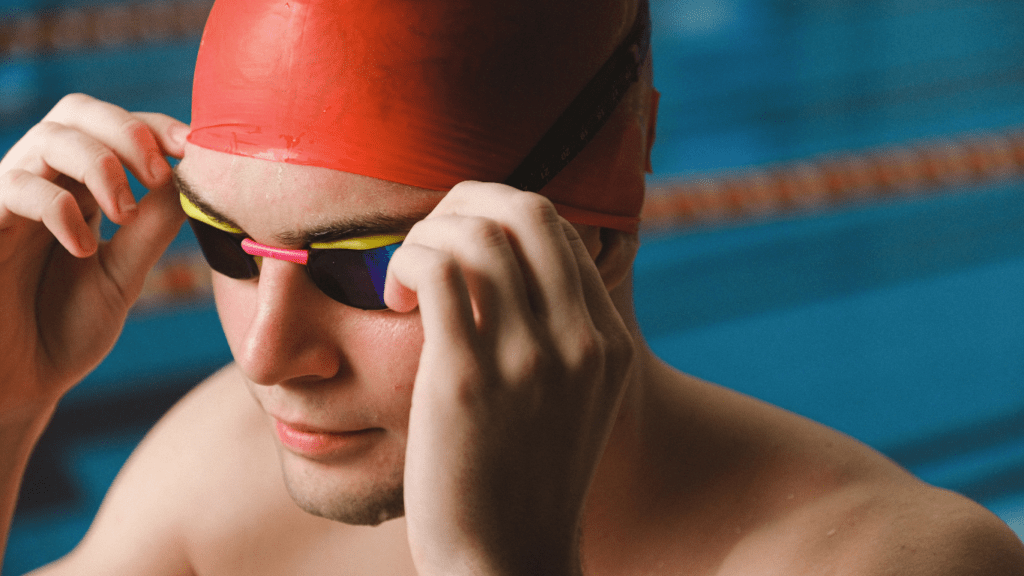 a man wearing a swimming goggles