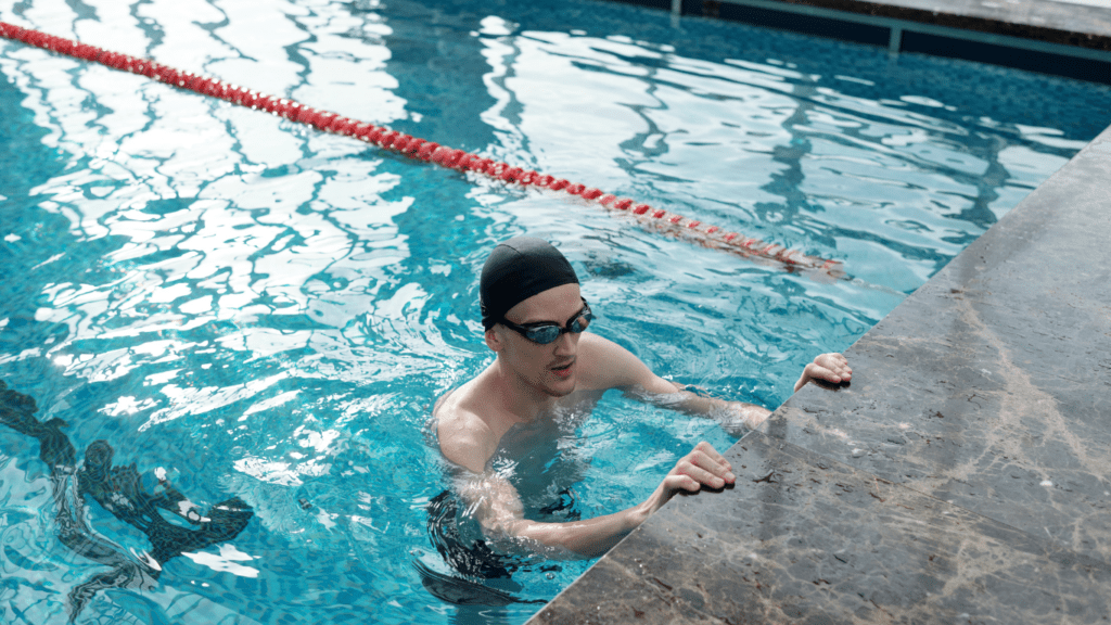 a man in a swimming training